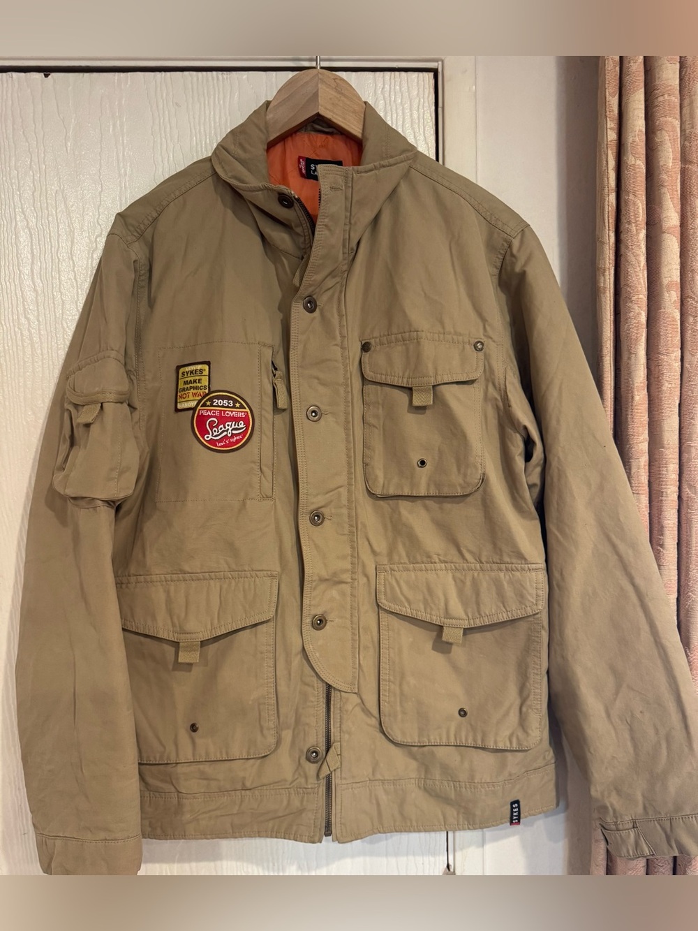 VTG  Rare Levi's Sykes Mindwear Multi-Pocket Utility Jacket Tan/Orange Large